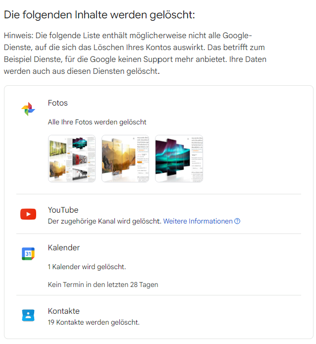 google konto loeschen