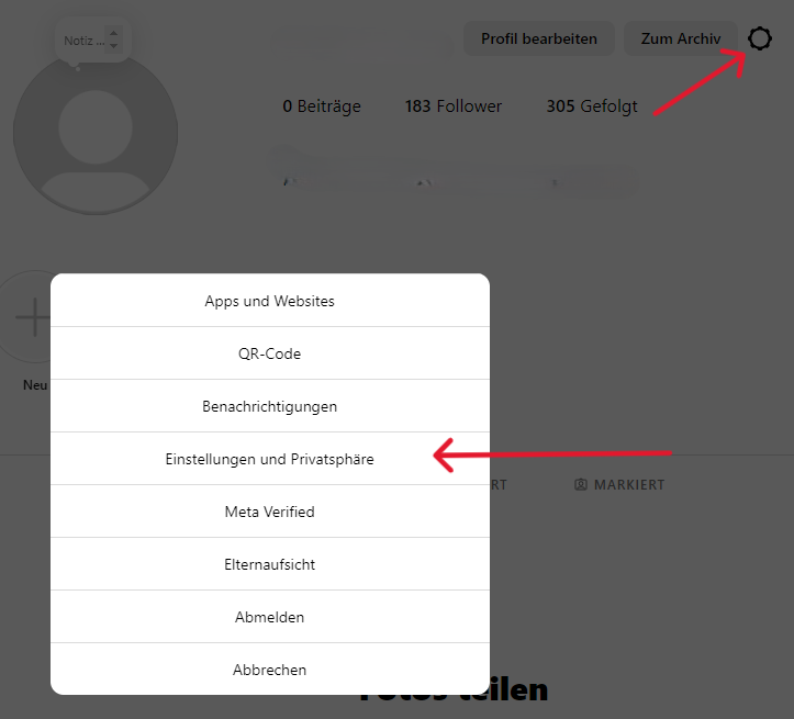 instagram einstellungen